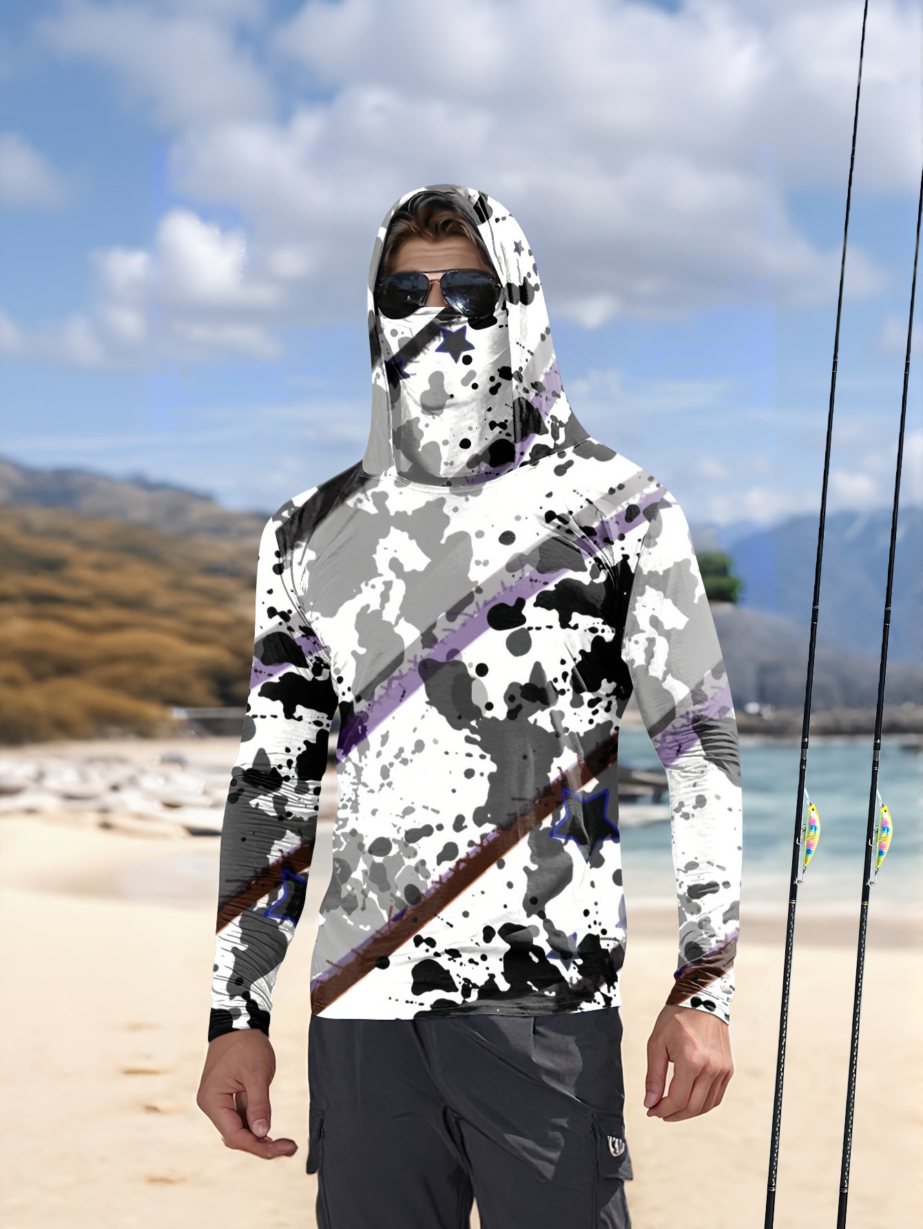 Fishing Shirt Uv Protection - Camisa de pesca com capuz para